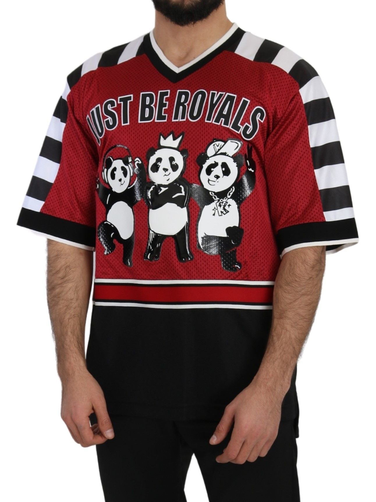 Dolce & Gabbana Panda Print Red Short Sleeve Luxury Tee