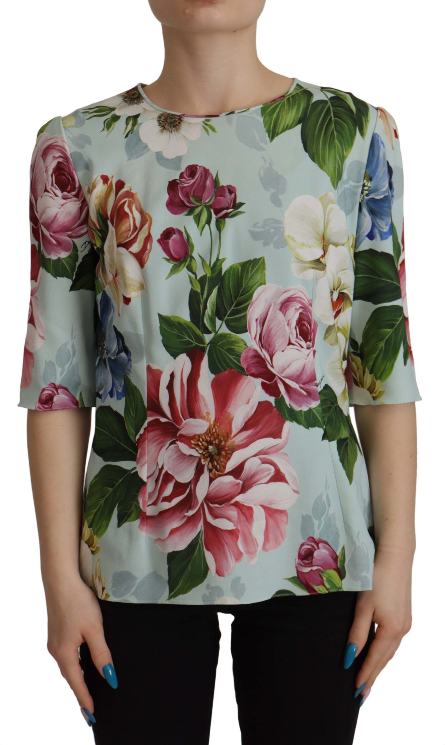 Dolce & Gabbana Floral Elegance Round Neck Blouse