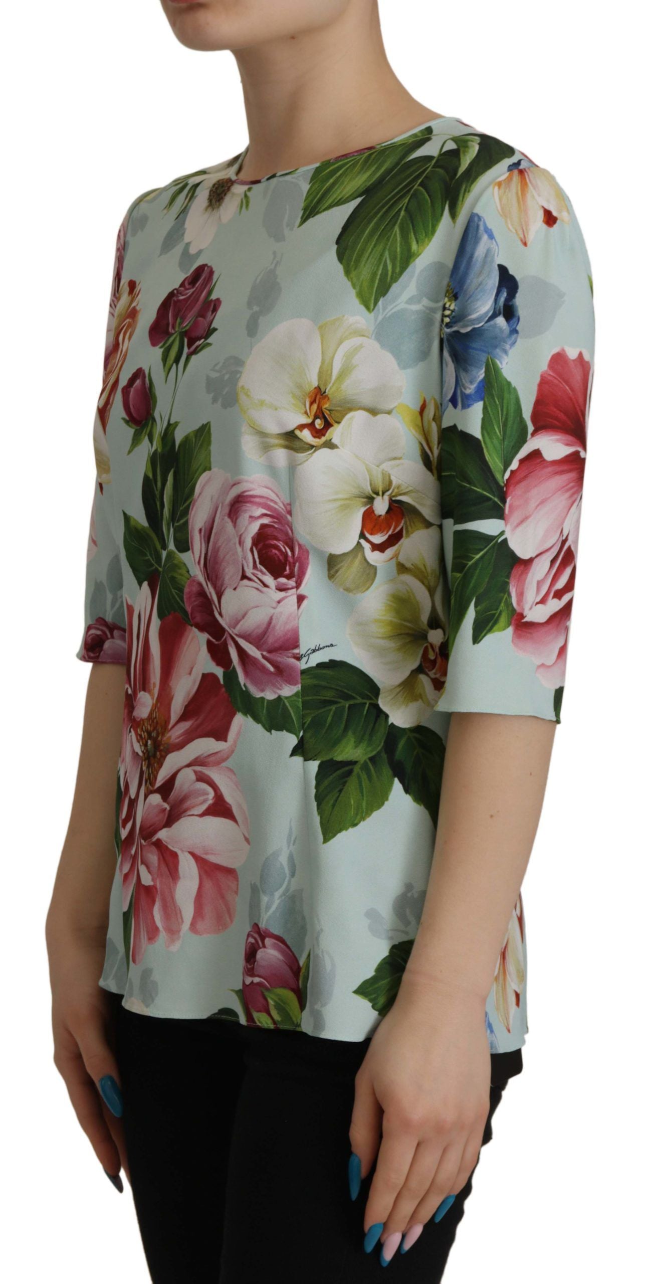 Dolce & Gabbana Floral Elegance Round Neck Blouse