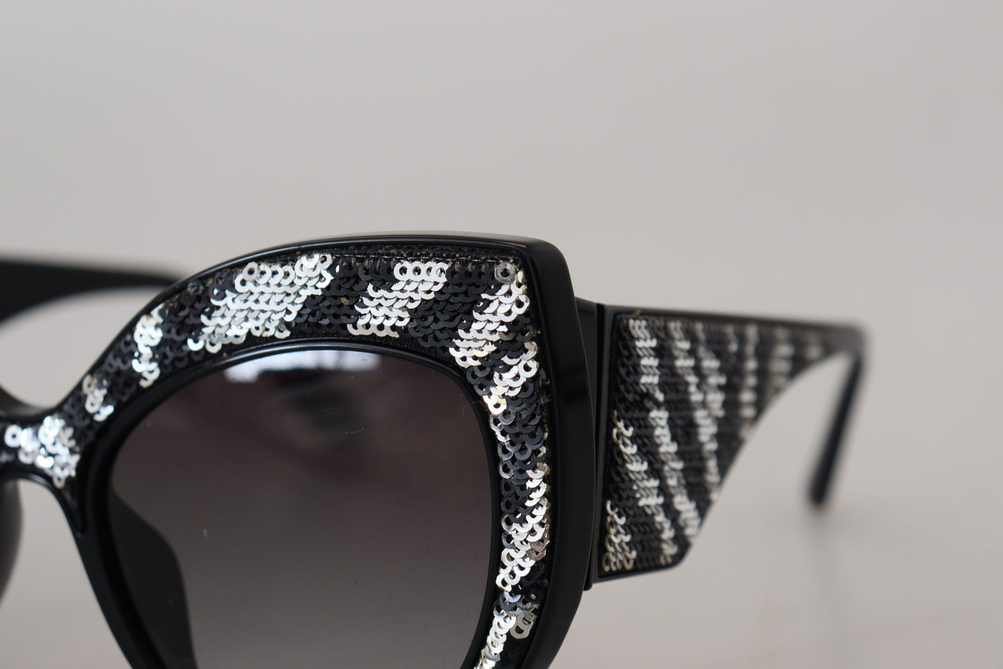 Dolce & Gabbana Elegant Black and Silver Sequined Butterfly Sunglasses