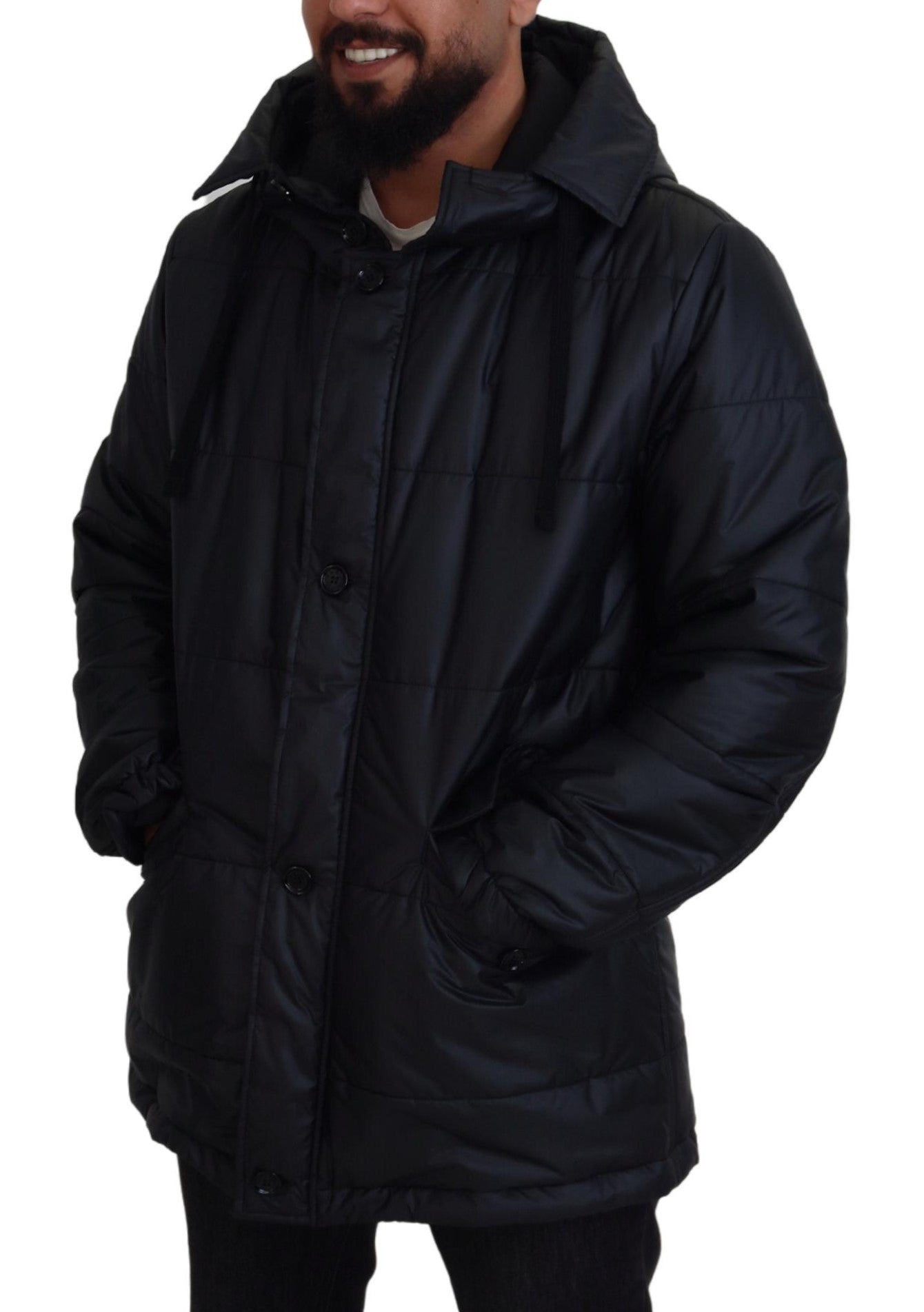 Dolce & Gabbana Chic Parka Hooded Black Jacket