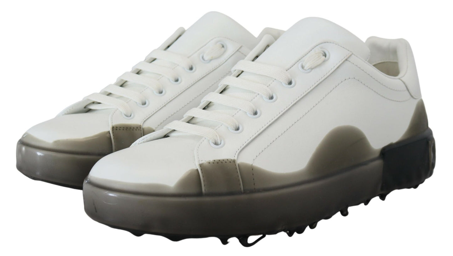 Dolce & Gabbana Elegant White Low Top Leather Sneakers