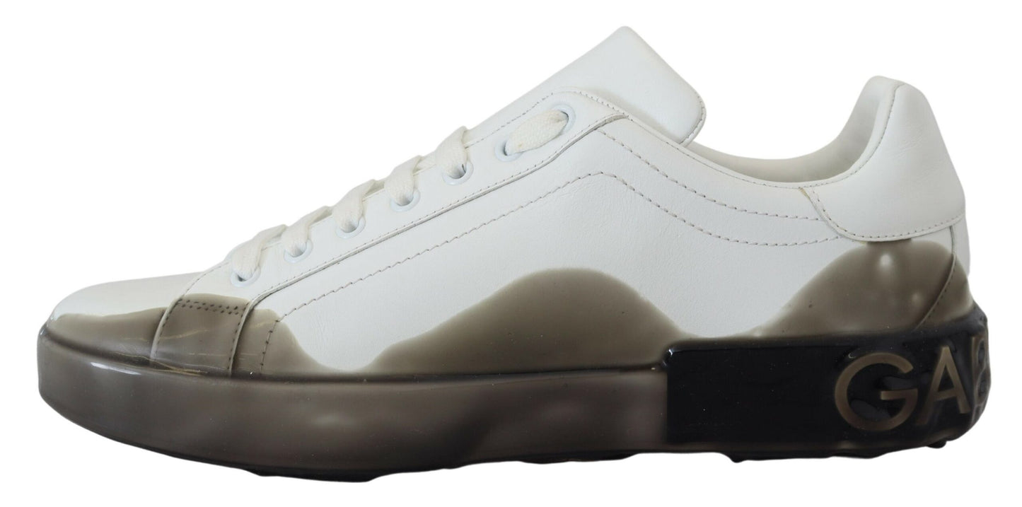 Dolce & Gabbana Elegant White Low Top Leather Sneakers