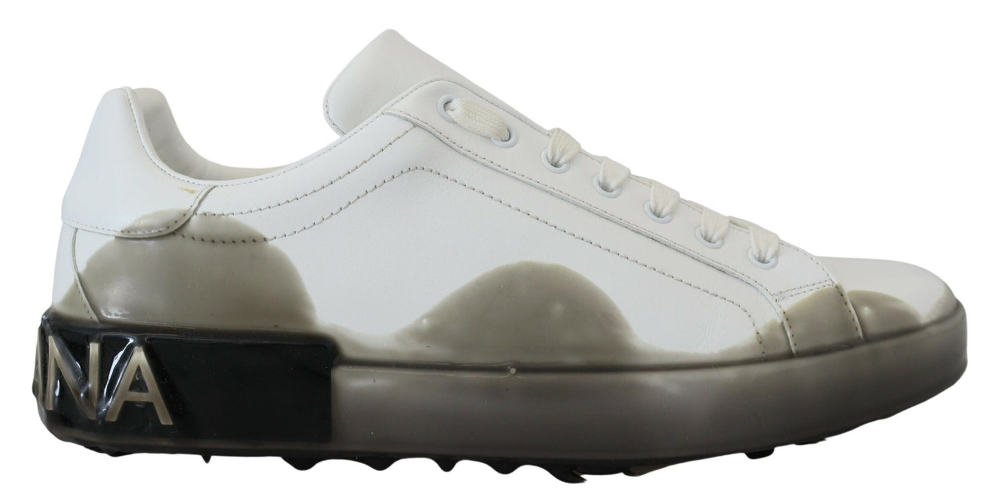 Dolce & Gabbana Elegant White Low Top Leather Sneakers