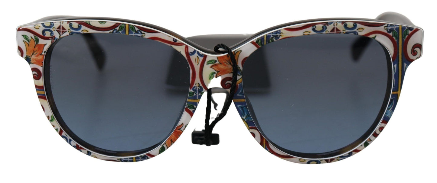 Dolce & Gabbana Elegant Round Majolica Print Sunglasses