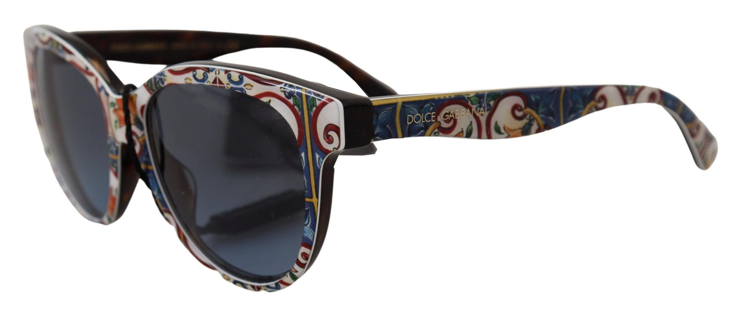 Dolce & Gabbana Elegant Round Majolica Print Sunglasses