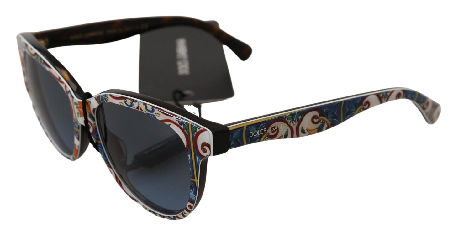 Dolce & Gabbana Elegant Round Majolica Print Sunglasses