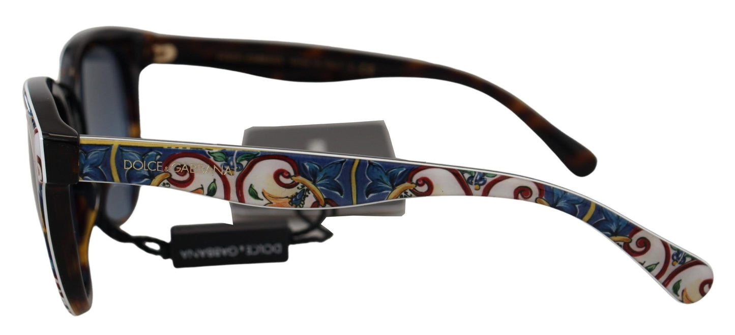 Dolce & Gabbana Elegant Round Majolica Print Sunglasses