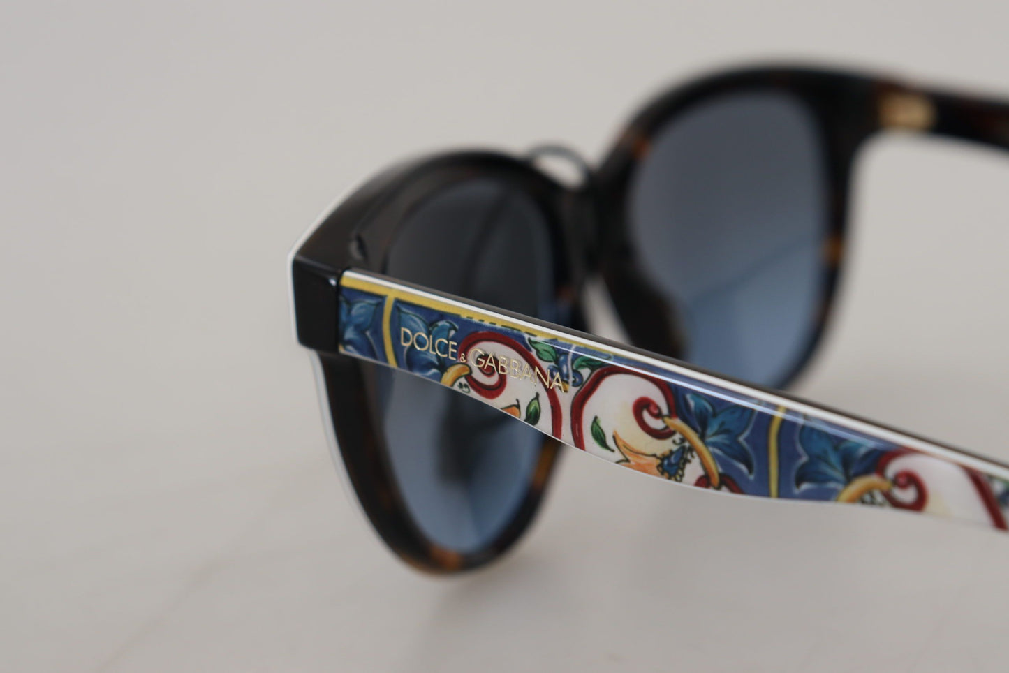 Dolce & Gabbana Elegant Round Majolica Print Sunglasses