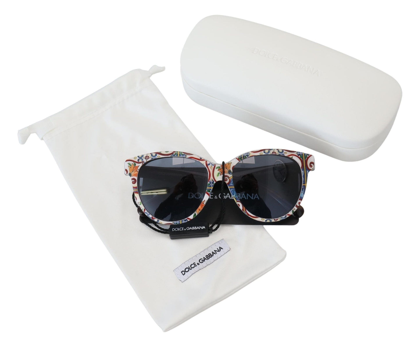 Dolce & Gabbana Elegant Round Majolica Print Sunglasses