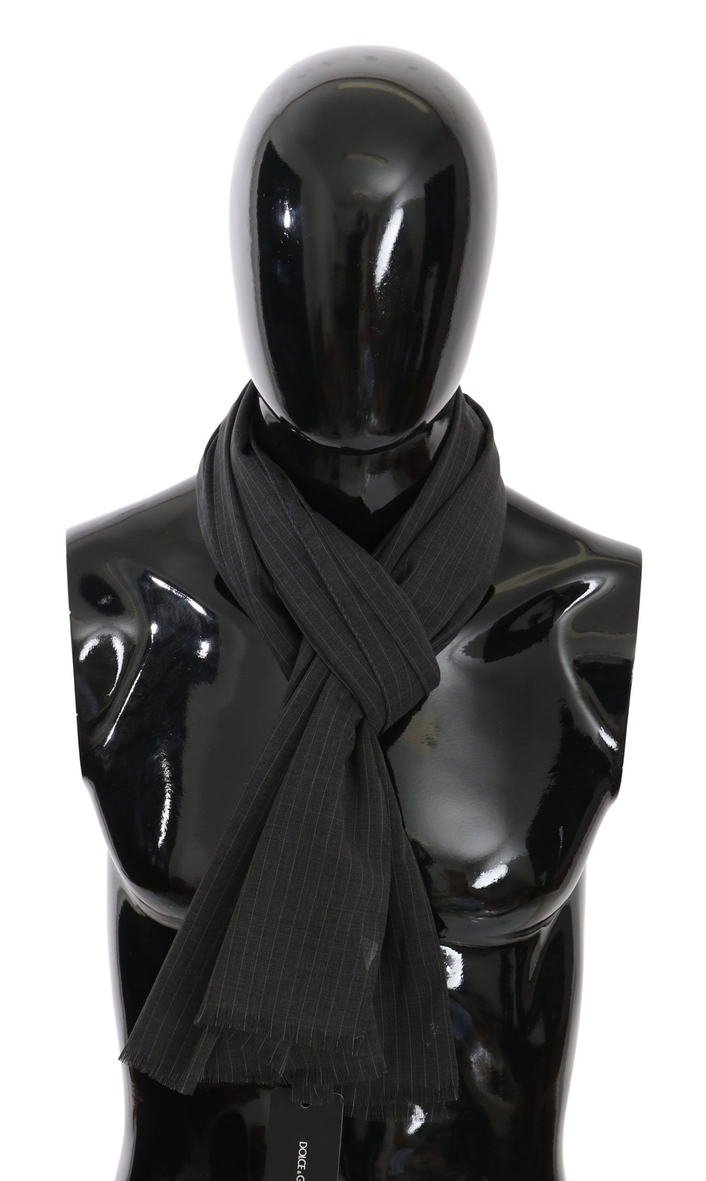 Dolce & Gabbana Elegant Gray Striped Silk Scarf for Men