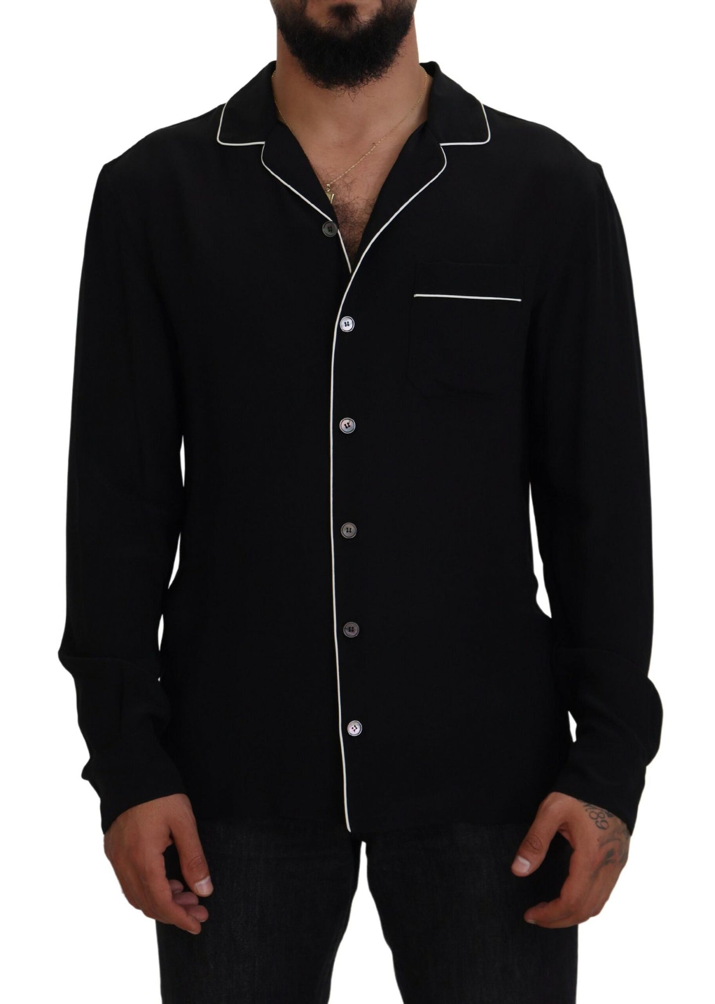 Dolce & Gabbana Elegant Silk Pajama Style Shirt