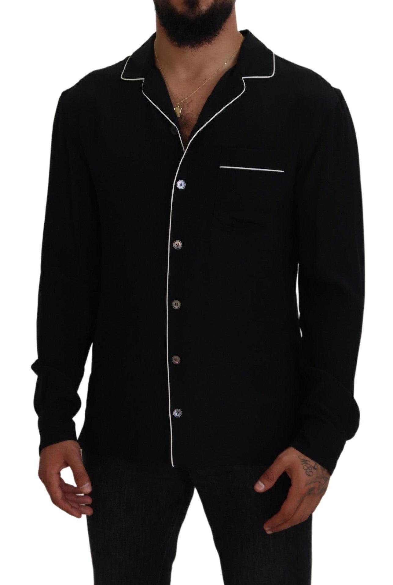 Dolce & Gabbana Elegant Silk Pajama Style Shirt