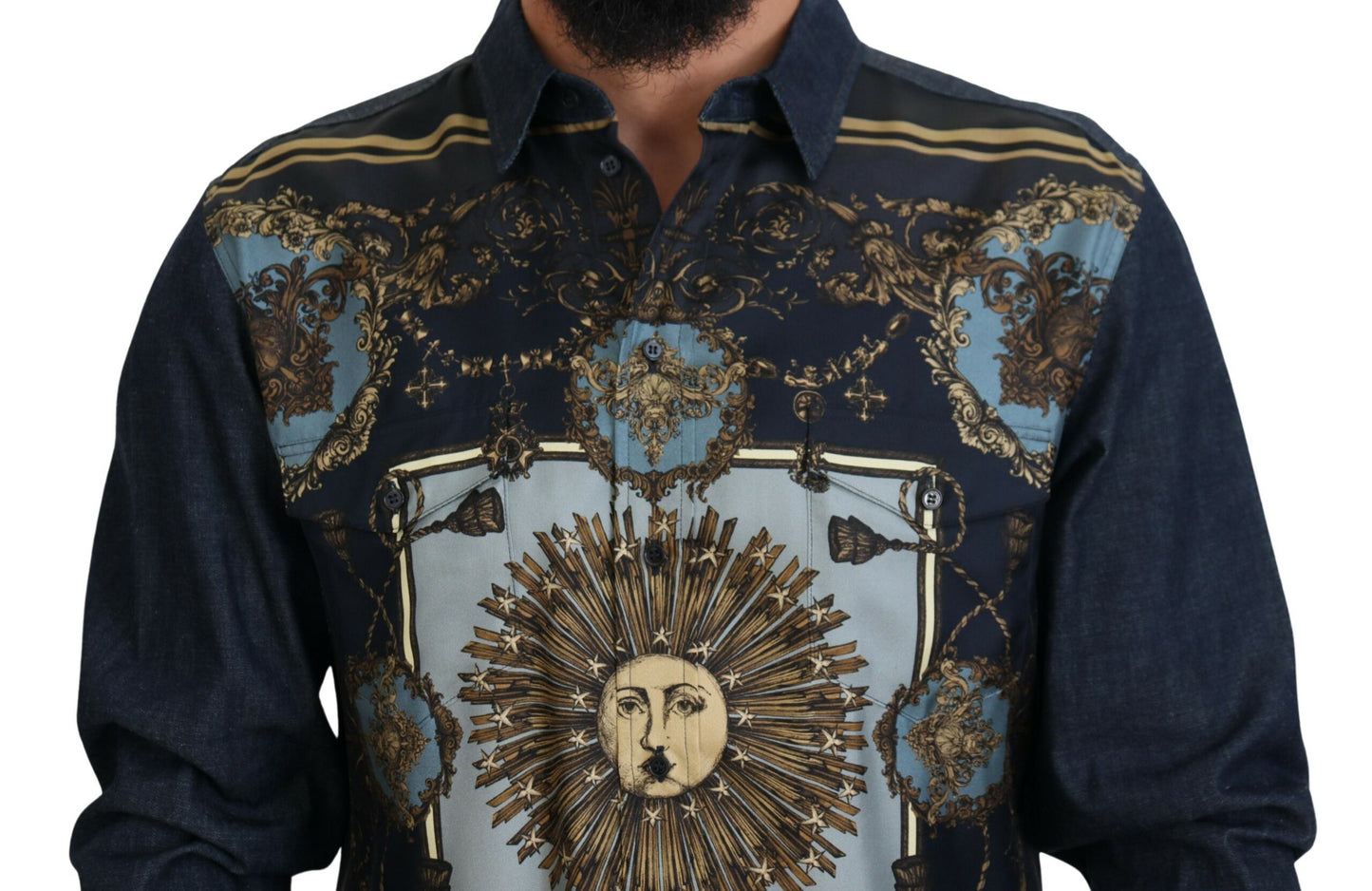 Dolce & Gabbana Elegant Blue Printed Silk Cotton Shirt