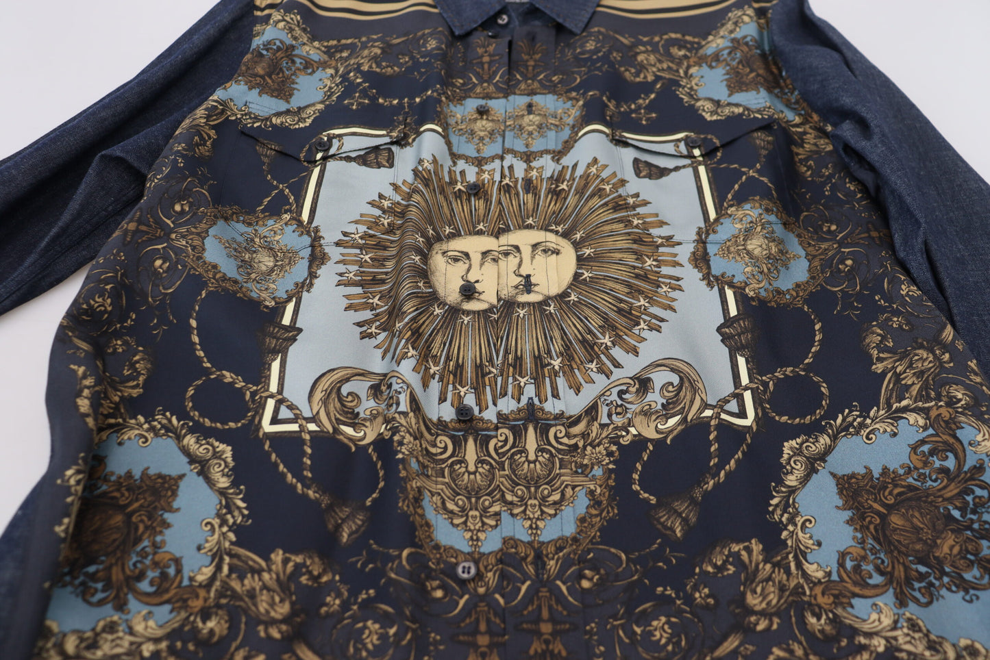 Dolce & Gabbana Elegant Blue Printed Silk Cotton Shirt