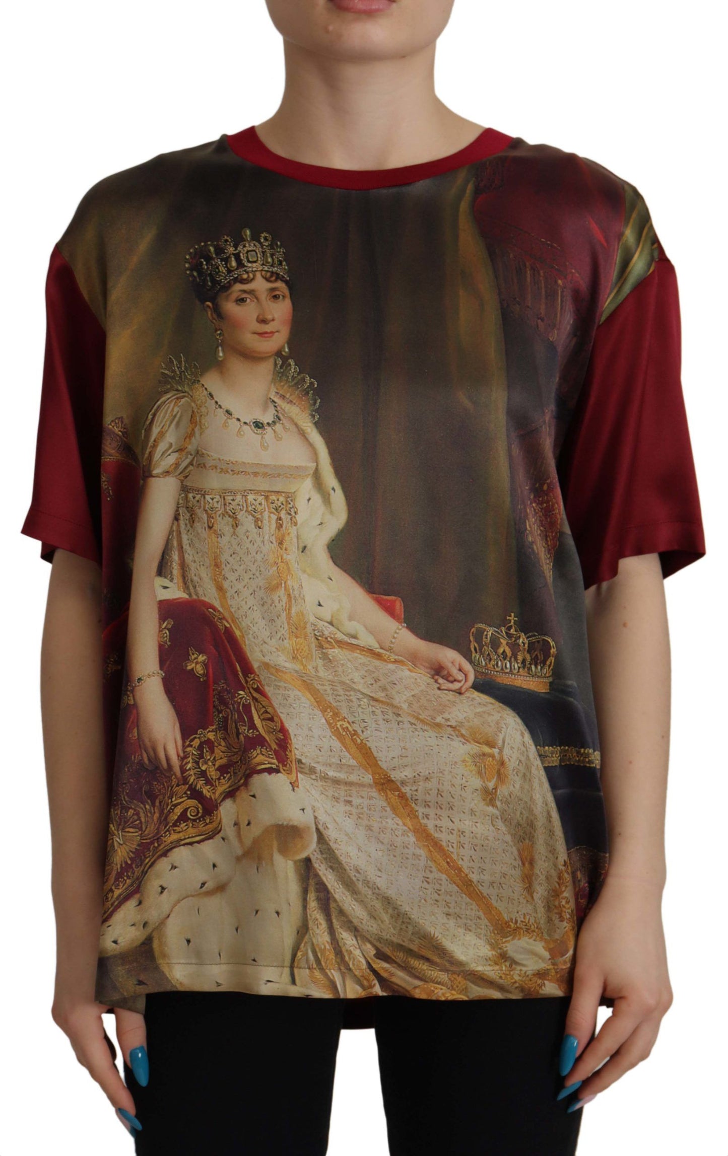 Dolce & Gabbana Multicolor Josephine Bonaparte Print Silk  T-shirt