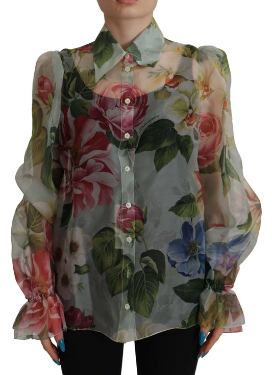 Dolce & Gabbana Elegant Silk Floral Blouse Long Sleeves