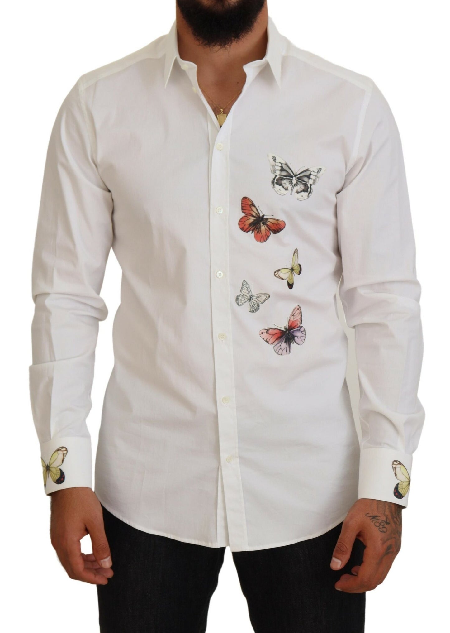 Dolce & Gabbana Elegant Butterfly Print Dress Shirt