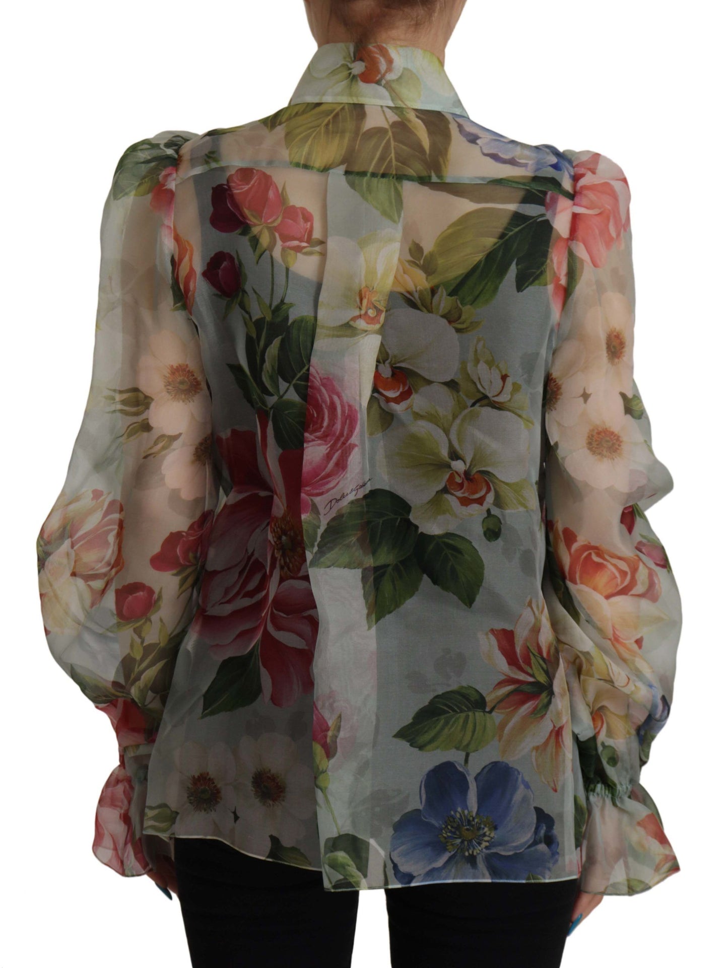 Dolce & Gabbana Elegant Silk Floral Blouse Long Sleeves