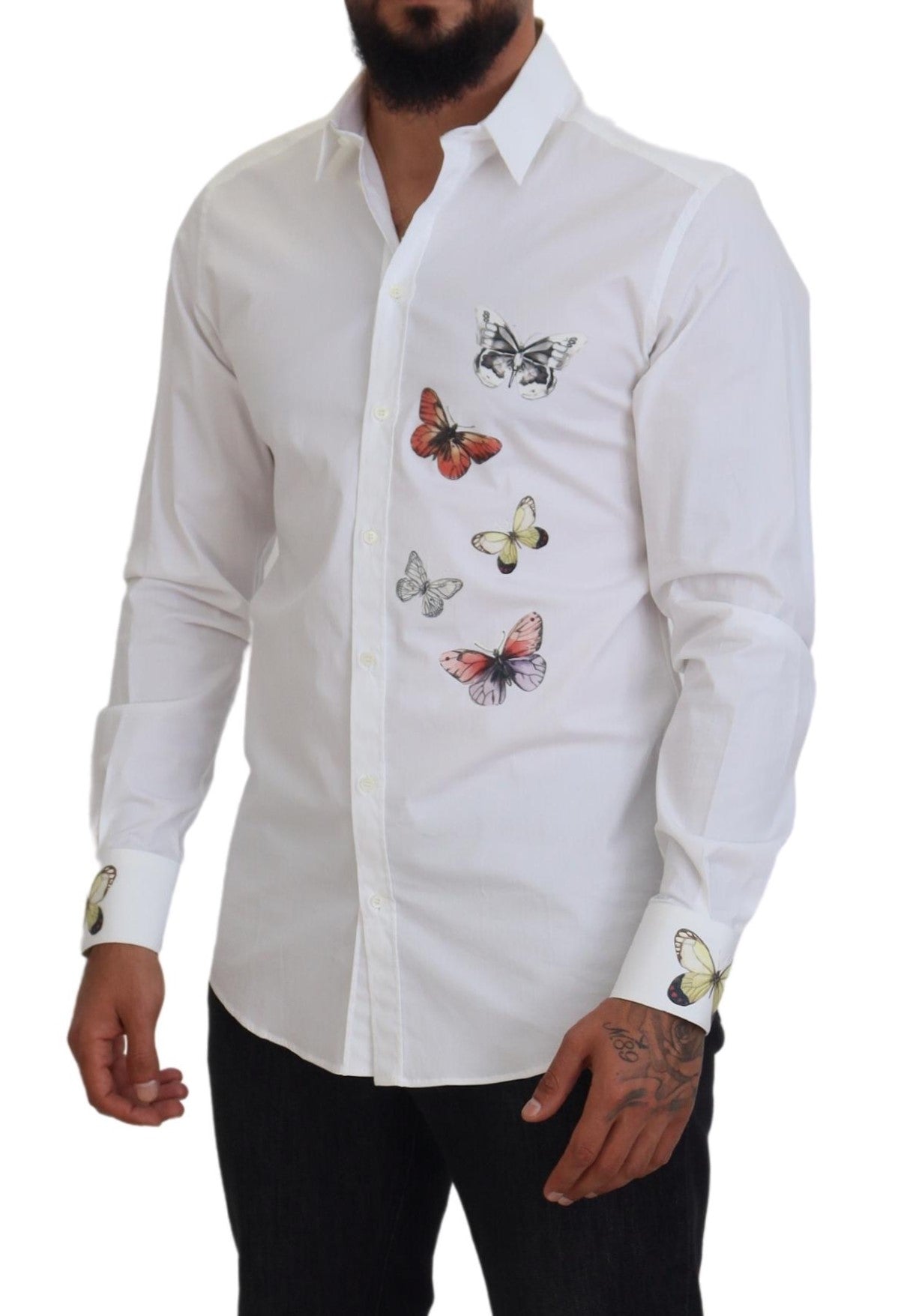 Dolce & Gabbana Elegant Butterfly Print Dress Shirt