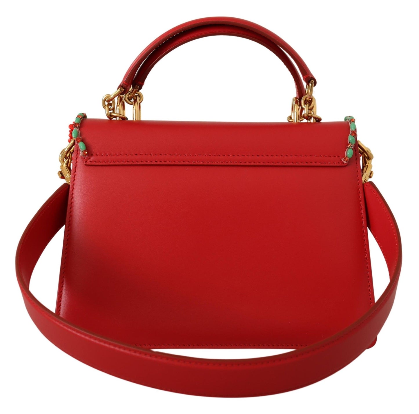 Dolce & Gabbana Elegant Red Crystal-Studded Tote Shoulder Bag