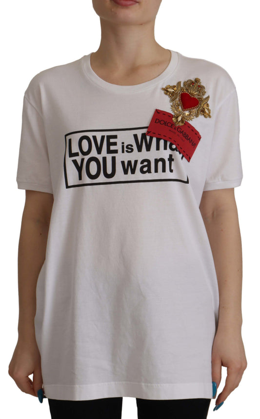 Dolce & Gabbana Elegant White Embellished Cotton Tee