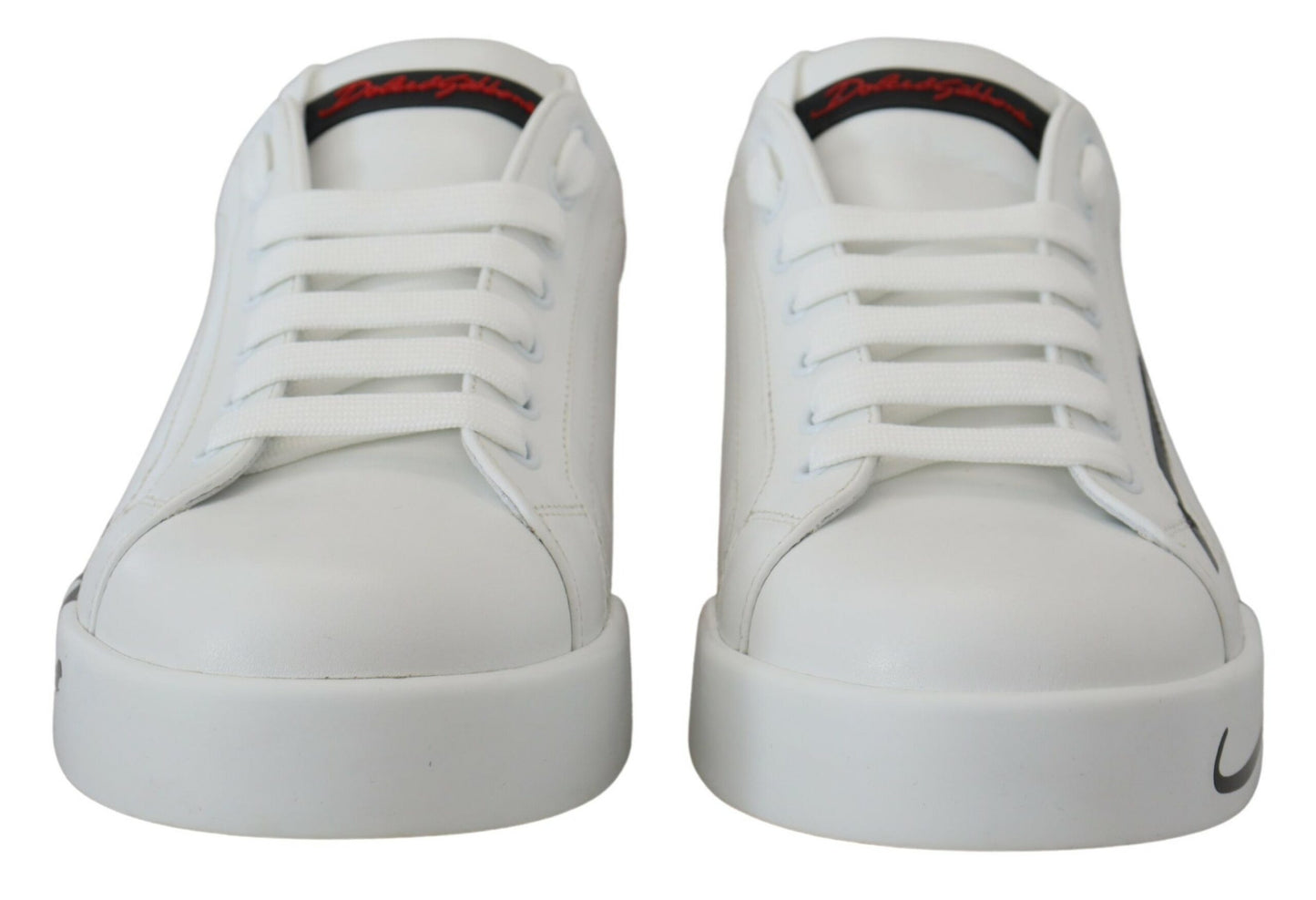 Dolce & Gabbana Elegant White & Red Leather Sneakers