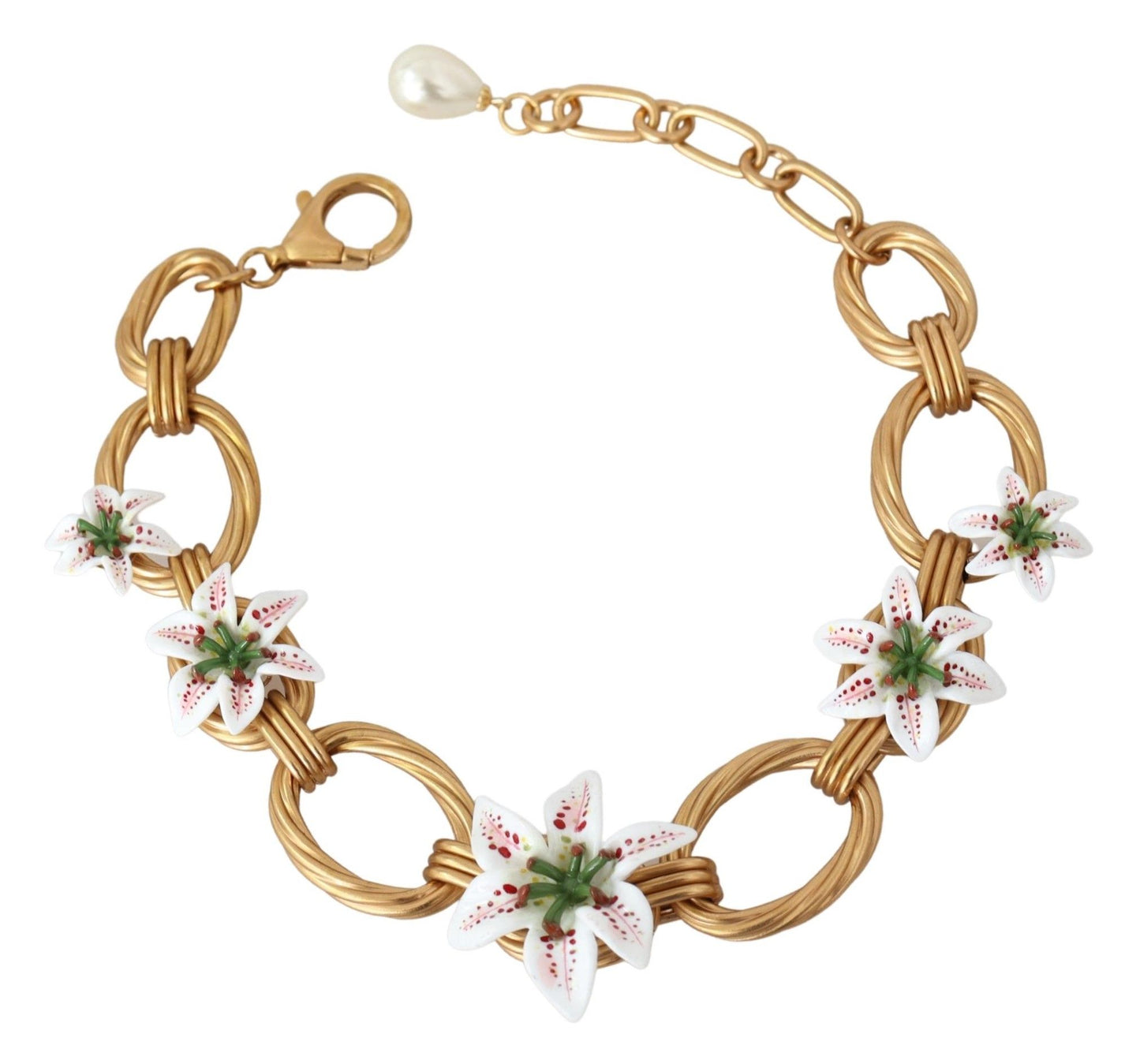 Dolce & Gabbana Exquisite Gold Lilium Floral Statement Necklace