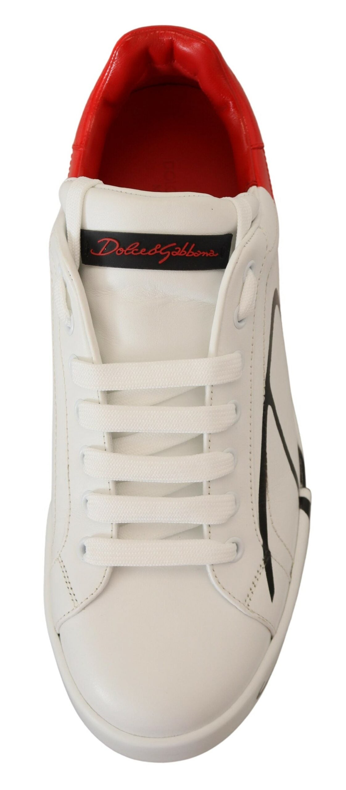 Dolce & Gabbana Elegant White & Red Leather Sneakers