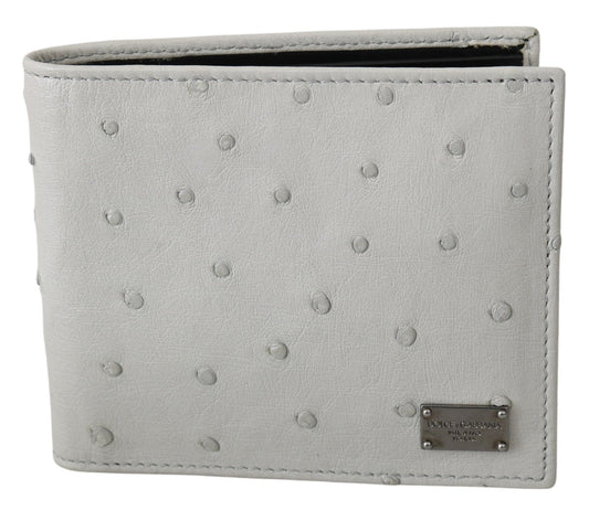 Dolce & Gabbana Elegant Ostrich Leather Bifold Wallet