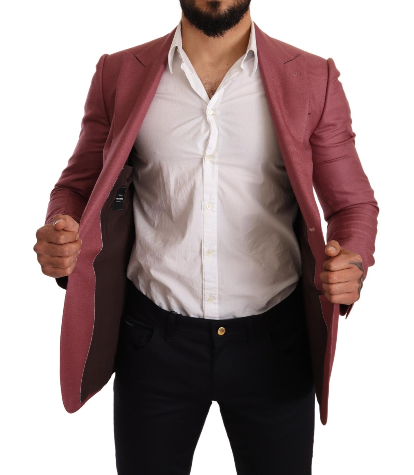 Dolce & Gabbana Elegant Pink Cashmere Silk Men's Blazer