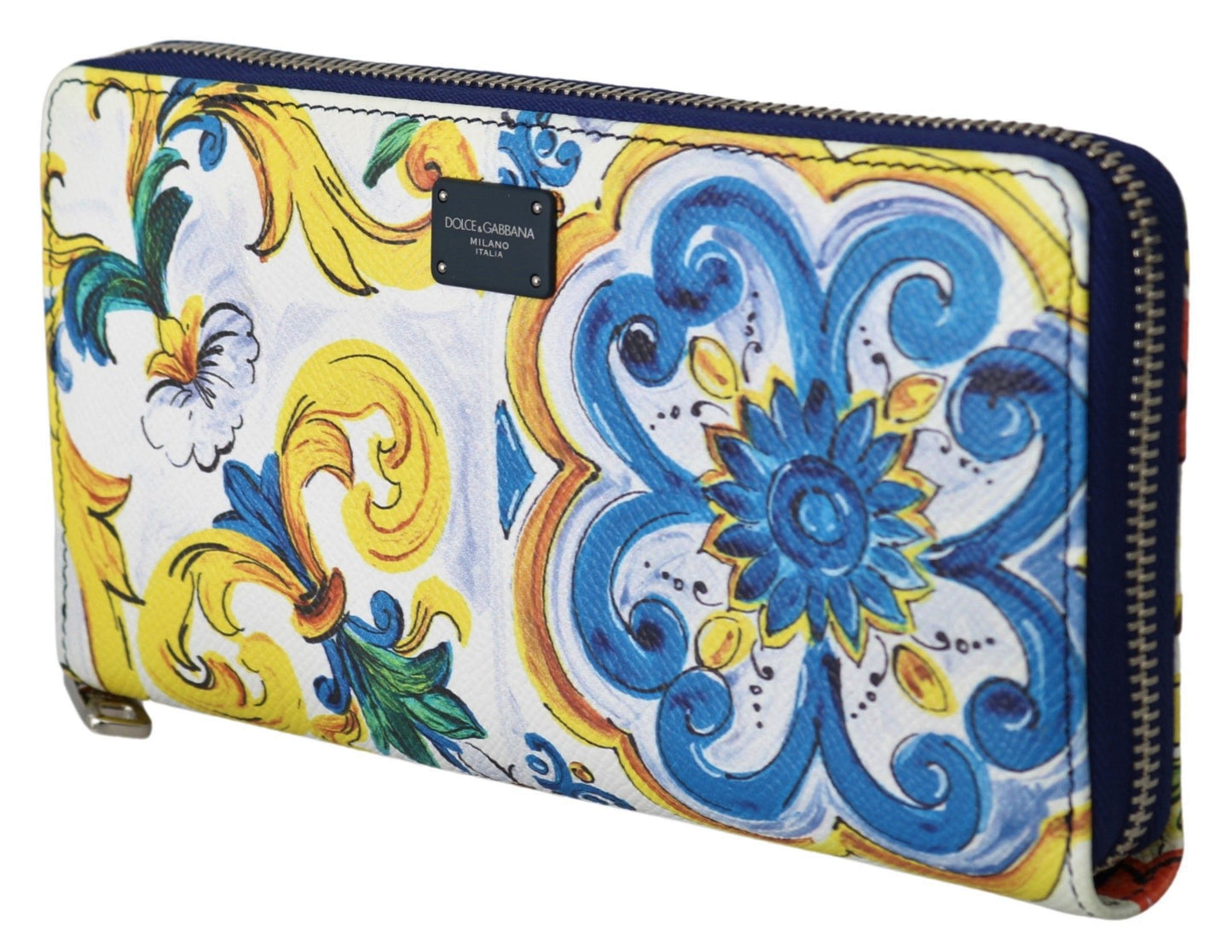 Dolce & Gabbana Elegant Majolica Print Leather Continental Wallet