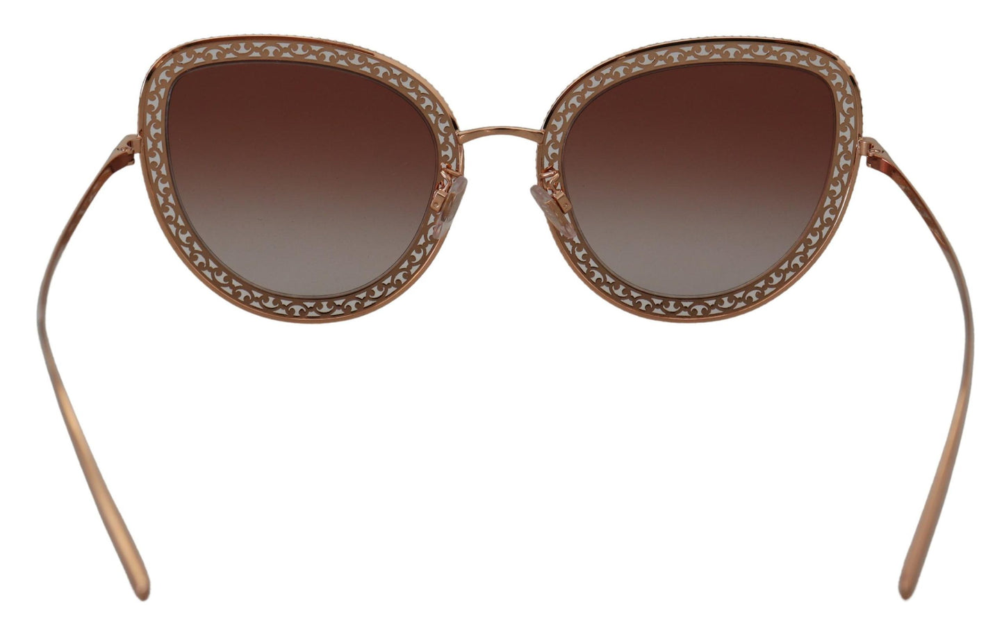 Dolce & Gabbana Elegant Lace-Patterned Rose Gold Sunglasses