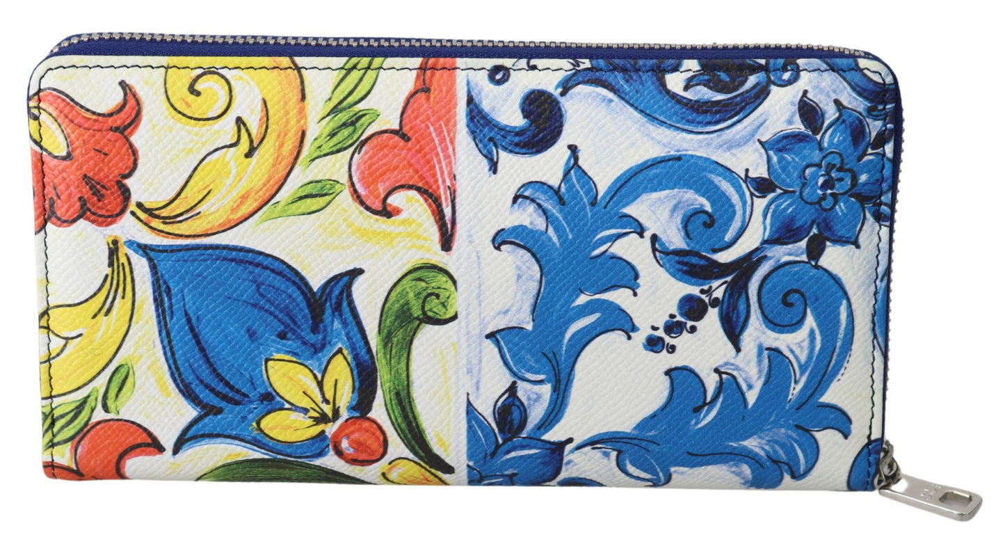 Dolce & Gabbana Elegant Majolica Print Leather Continental Wallet