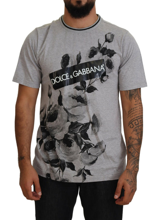 Dolce & Gabbana Elegant Floral Crew Neck Cotton Tee