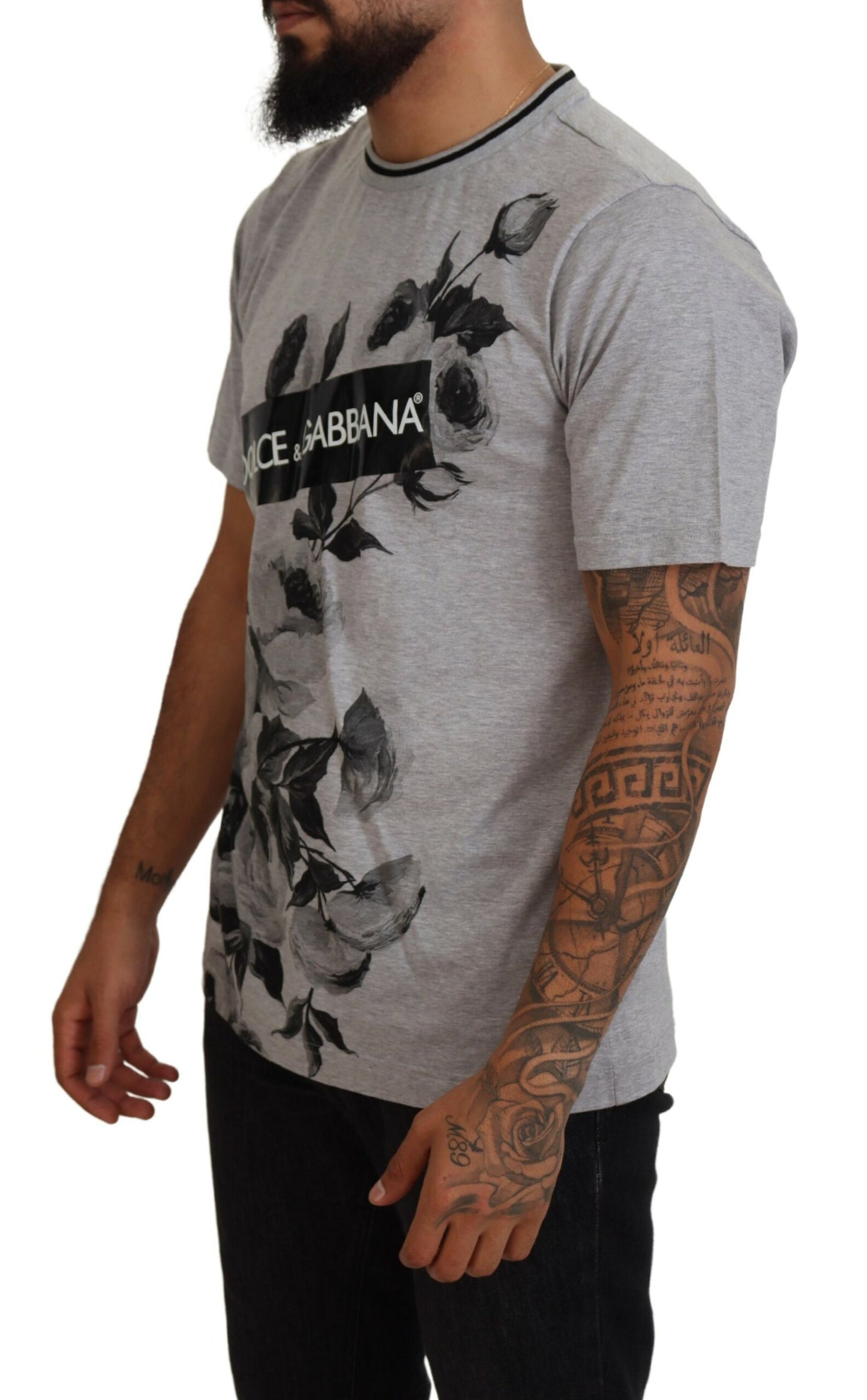 Dolce & Gabbana Elegant Floral Crew Neck Cotton Tee