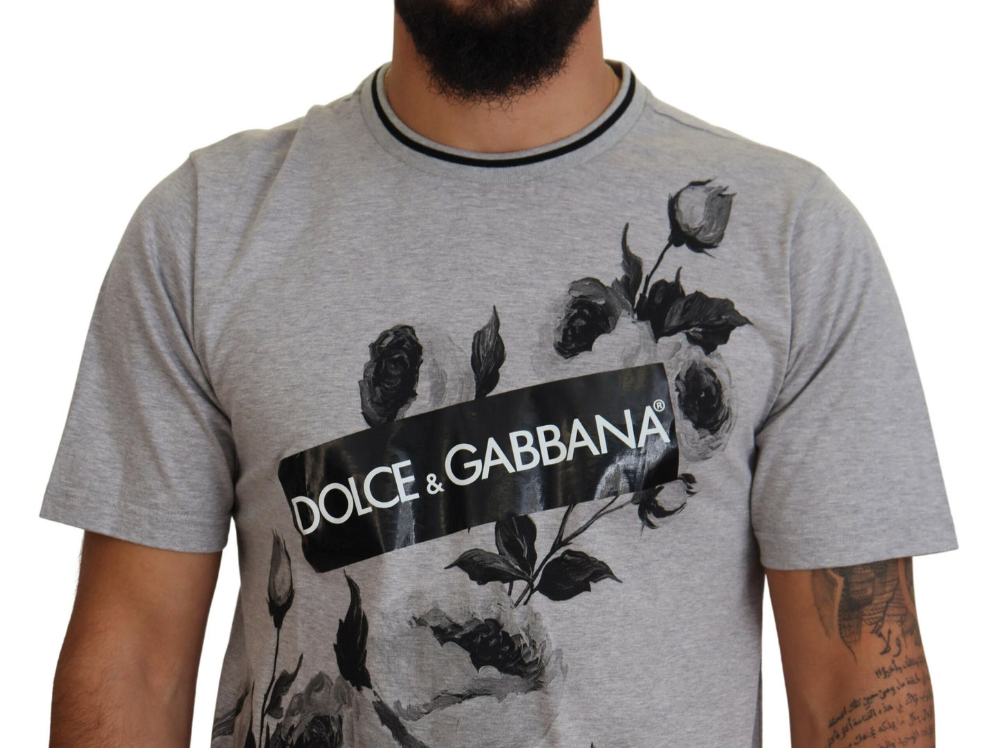 Dolce & Gabbana Elegant Floral Crew Neck Cotton Tee