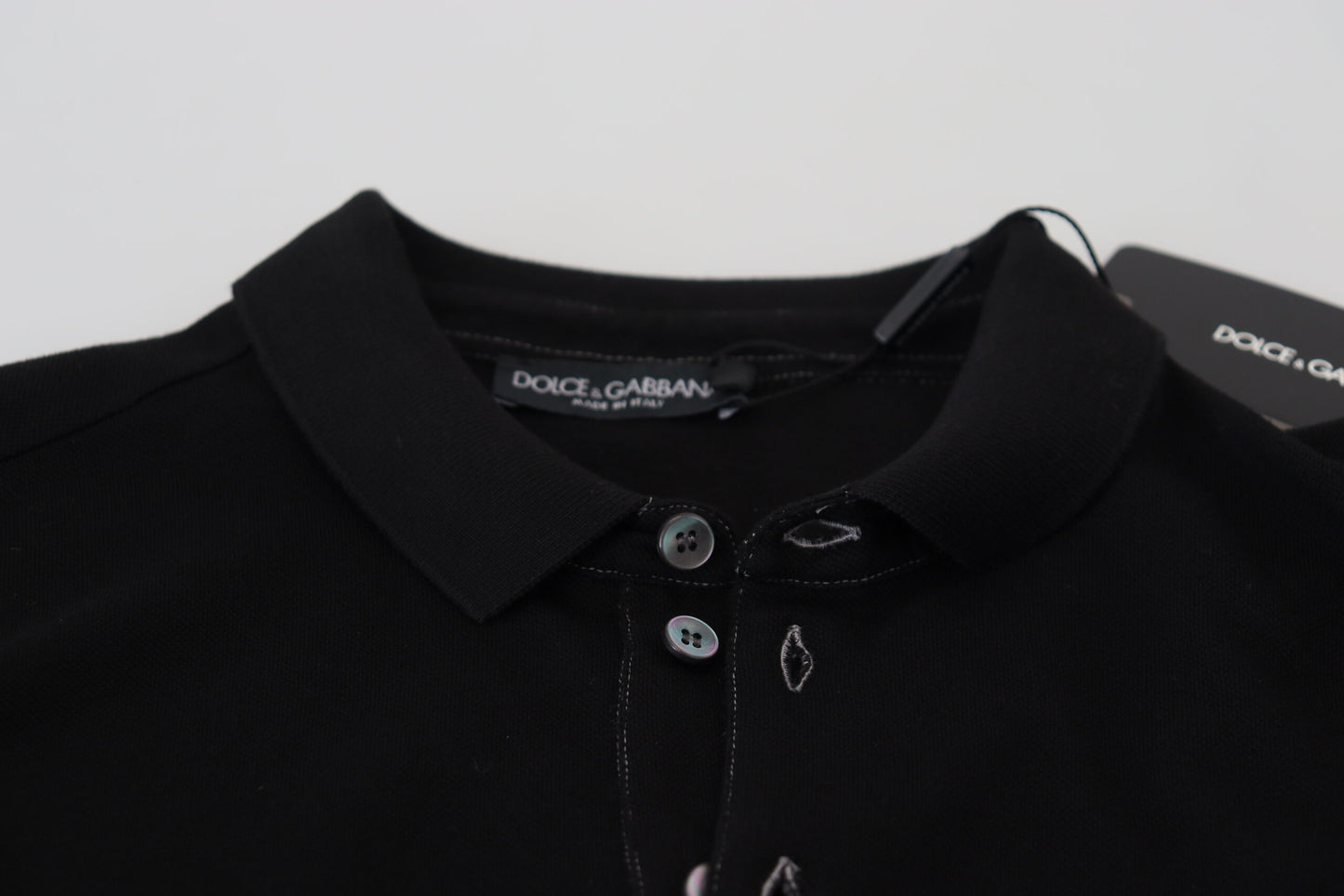 Dolce & Gabbana Elegant Crown Embroidered Black Polo