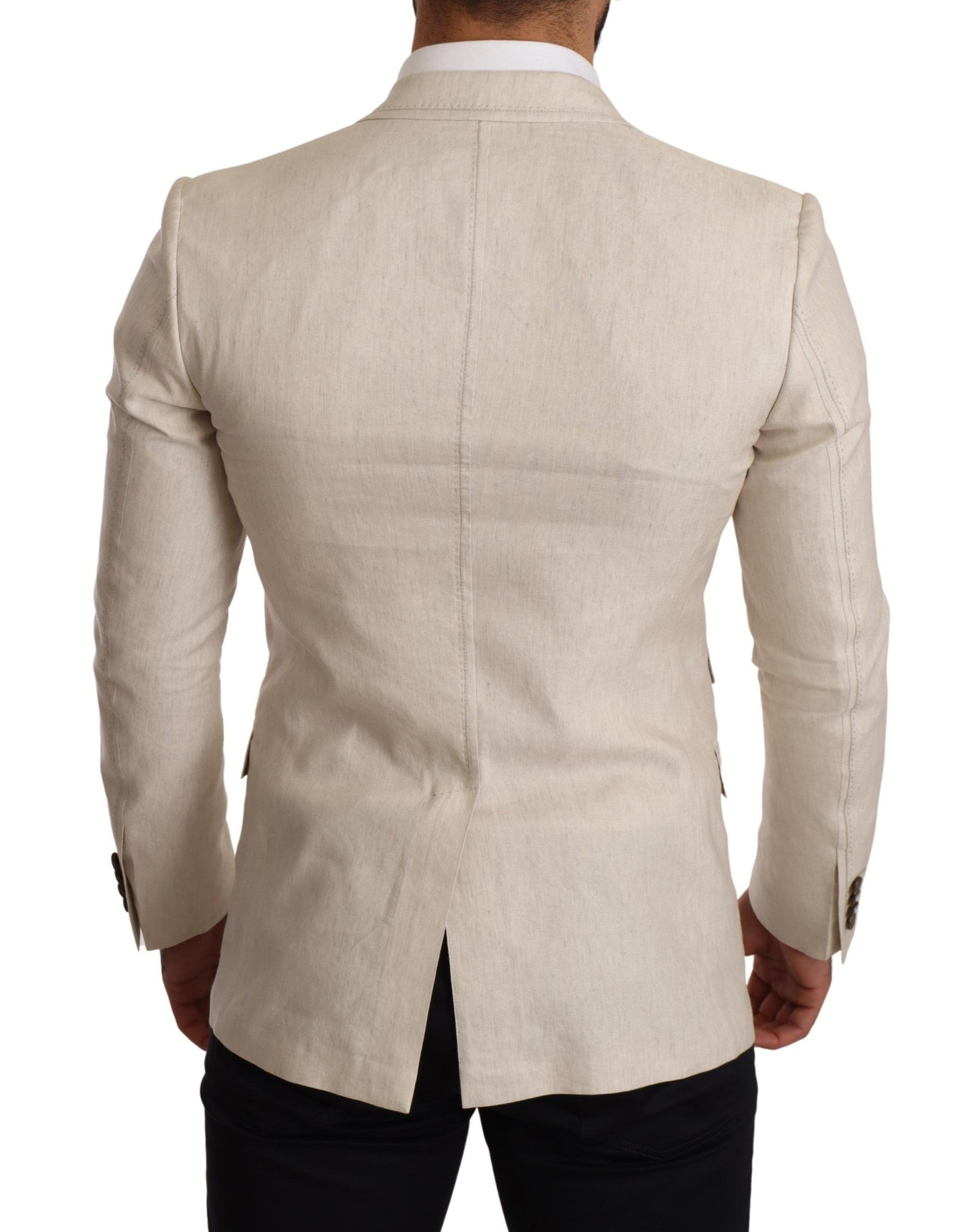 Dolce & Gabbana Elegant Beige Silk-Linen Blend Blazer