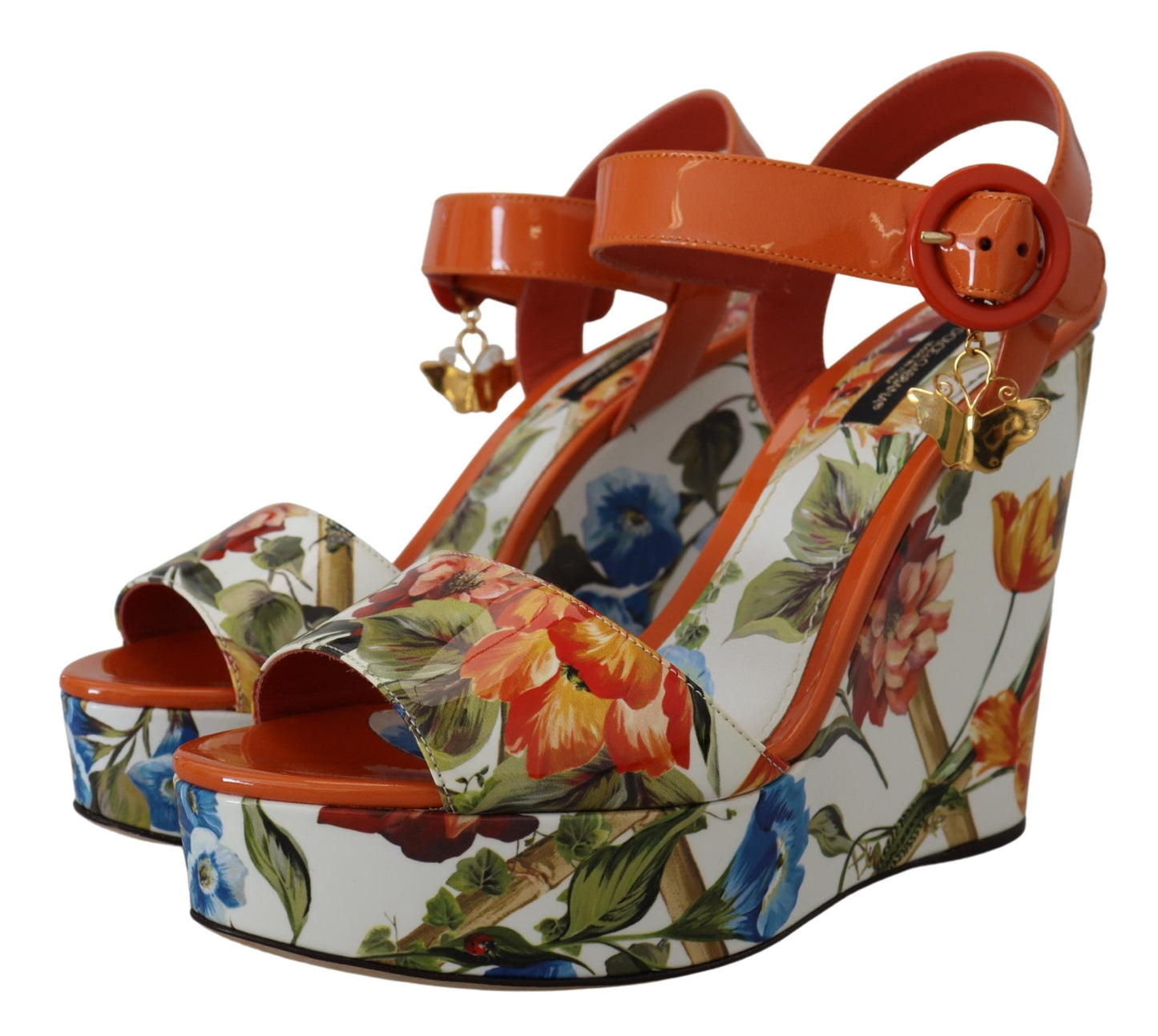 Dolce & Gabbana Multicolor Floral Print Wedge Sandals