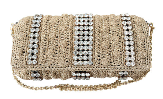 Dolce & Gabbana Exquisite Beige Crossbody Bag with Crystals