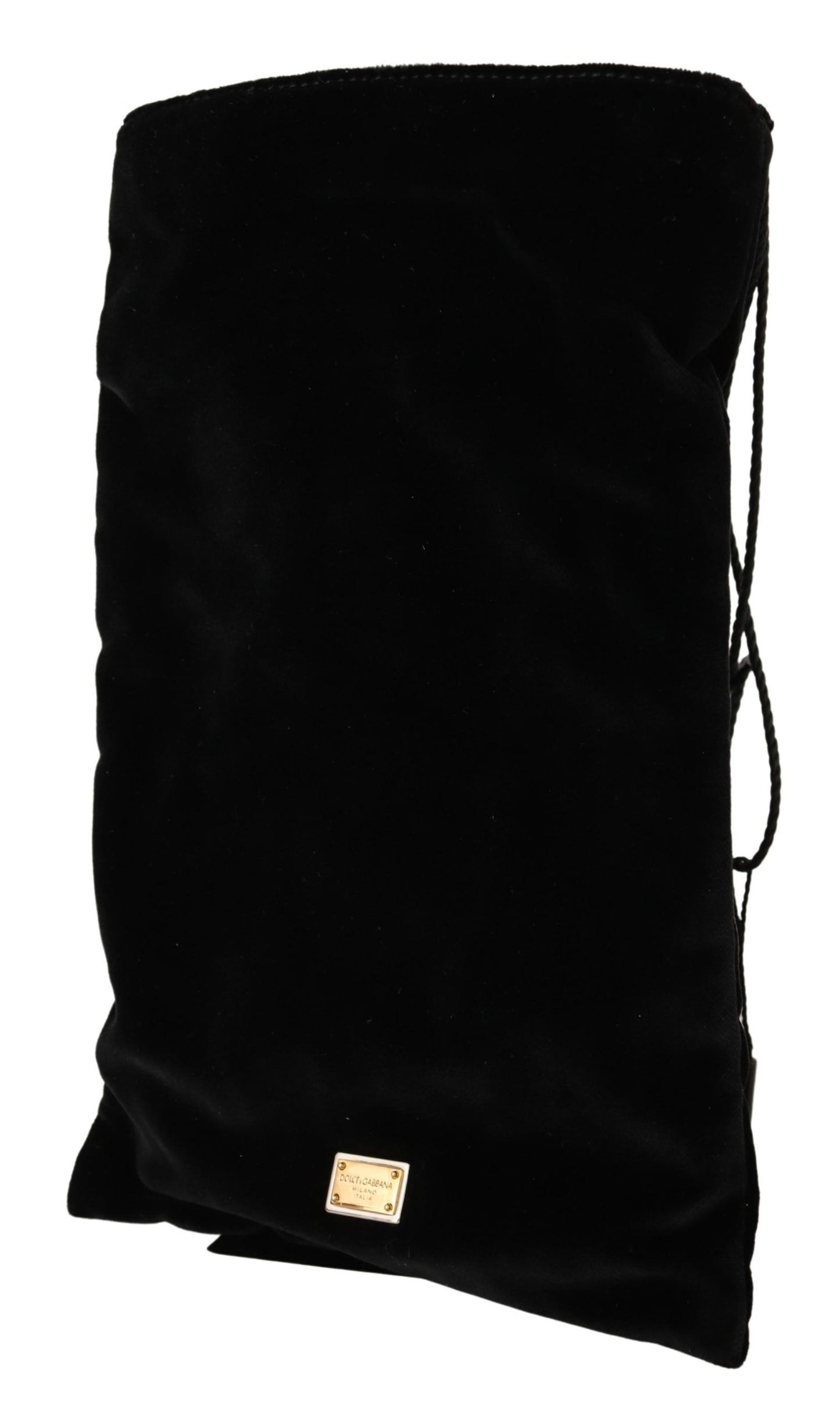 Dolce & Gabbana Elegant Black Velvet Pouch Bag Drawstring