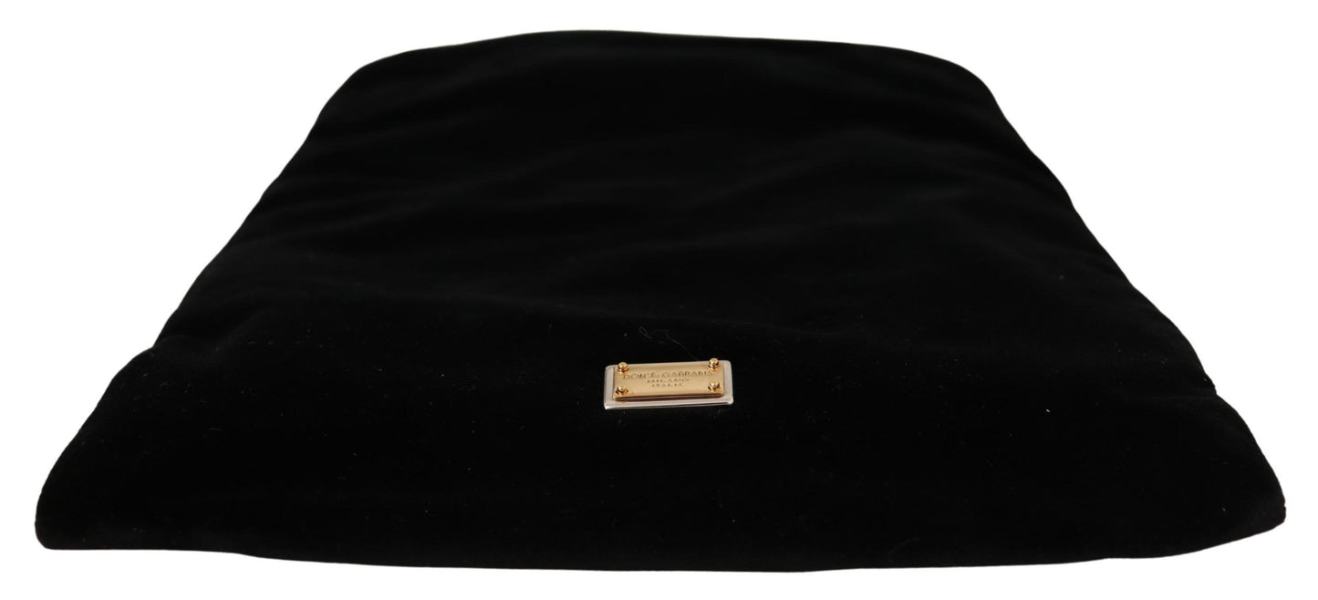 Dolce & Gabbana Elegant Black Velvet Pouch Bag Drawstring