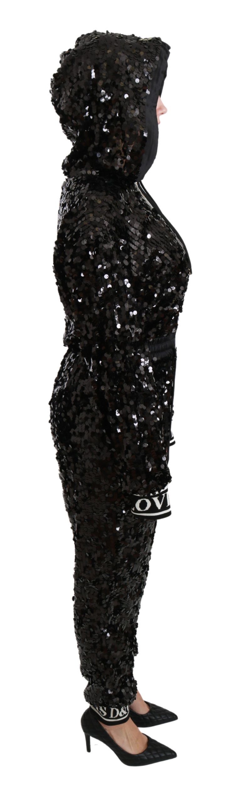 Dolce & Gabbana Exquisite Black Jumpsuit Dress with Gold Accents