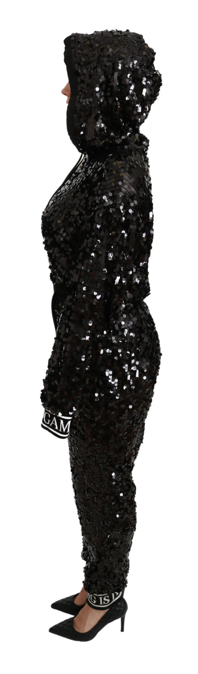 Dolce & Gabbana Exquisite Black Jumpsuit Dress with Gold Accents