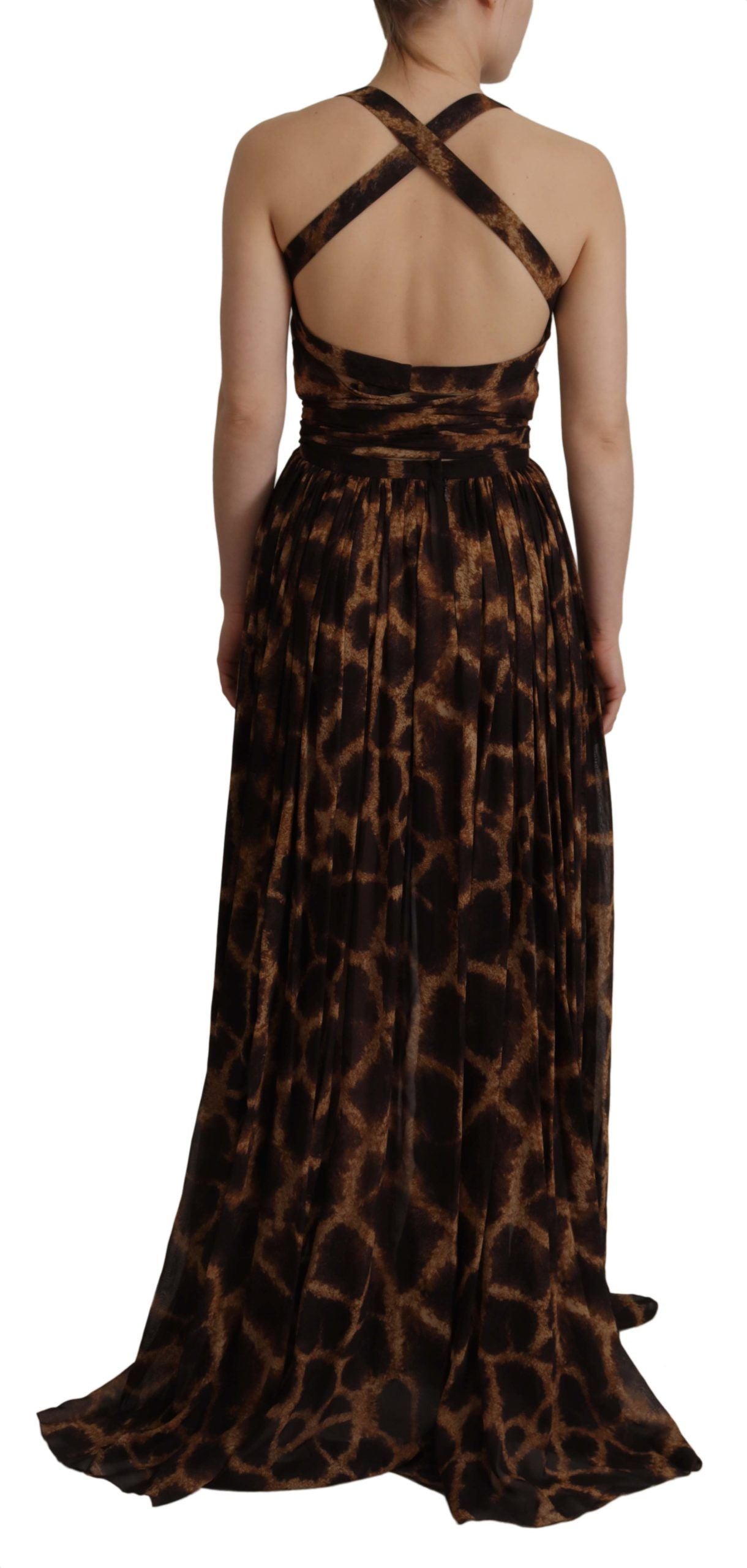 Dolce & Gabbana Elegant Leopard Print Silk Gown Dress