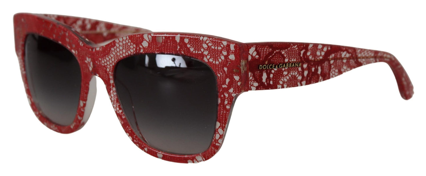 Dolce & Gabbana Elegant Lace-Infused Red Sunglasses