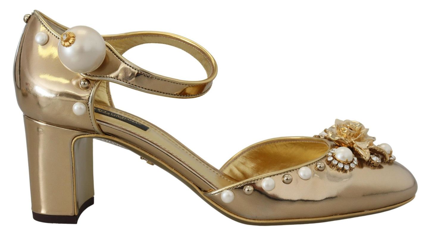 Dolce & Gabbana Elegant Gold Slingback Toe Sandals