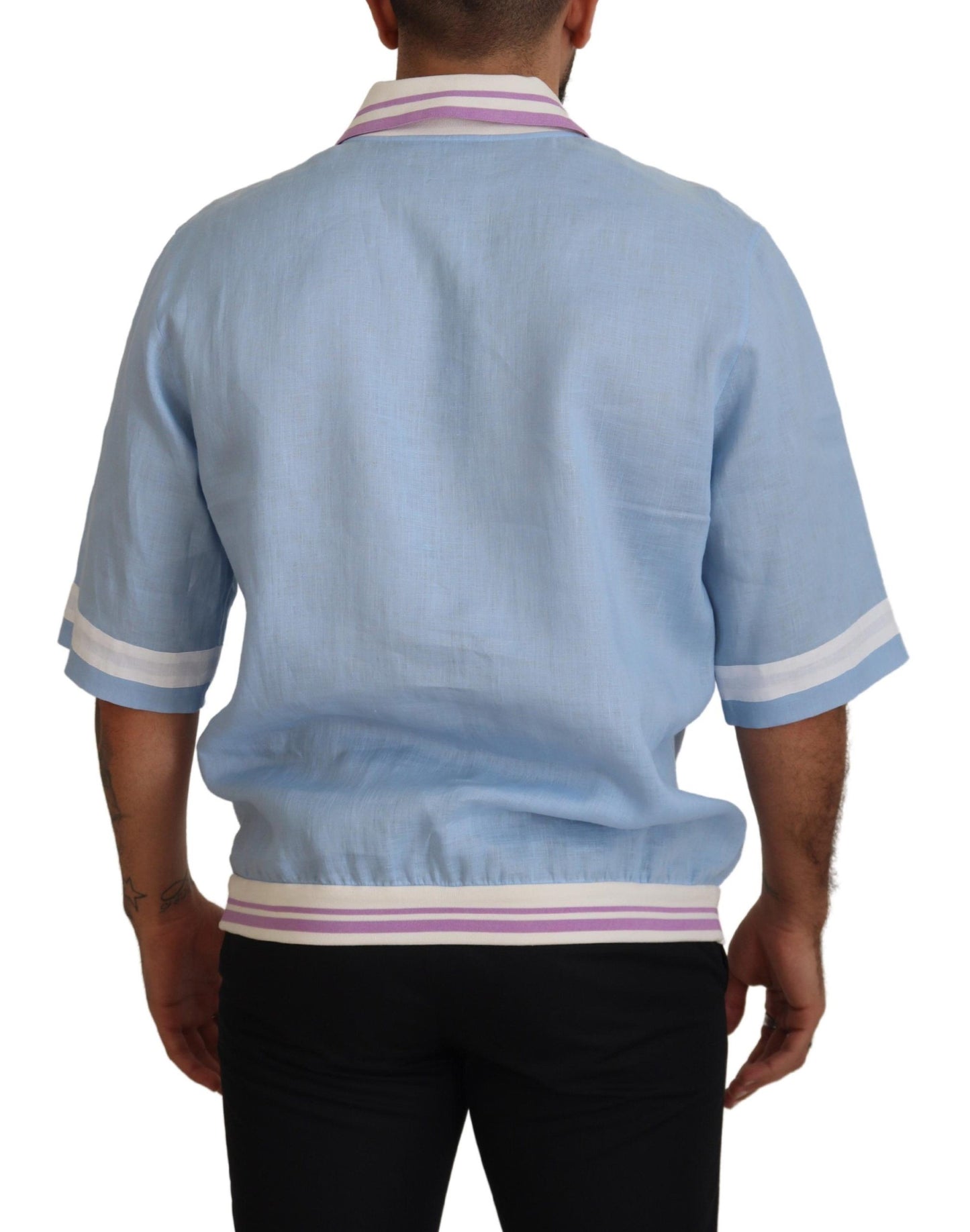 Dolce & Gabbana Elegant Light Blue Linen Tee