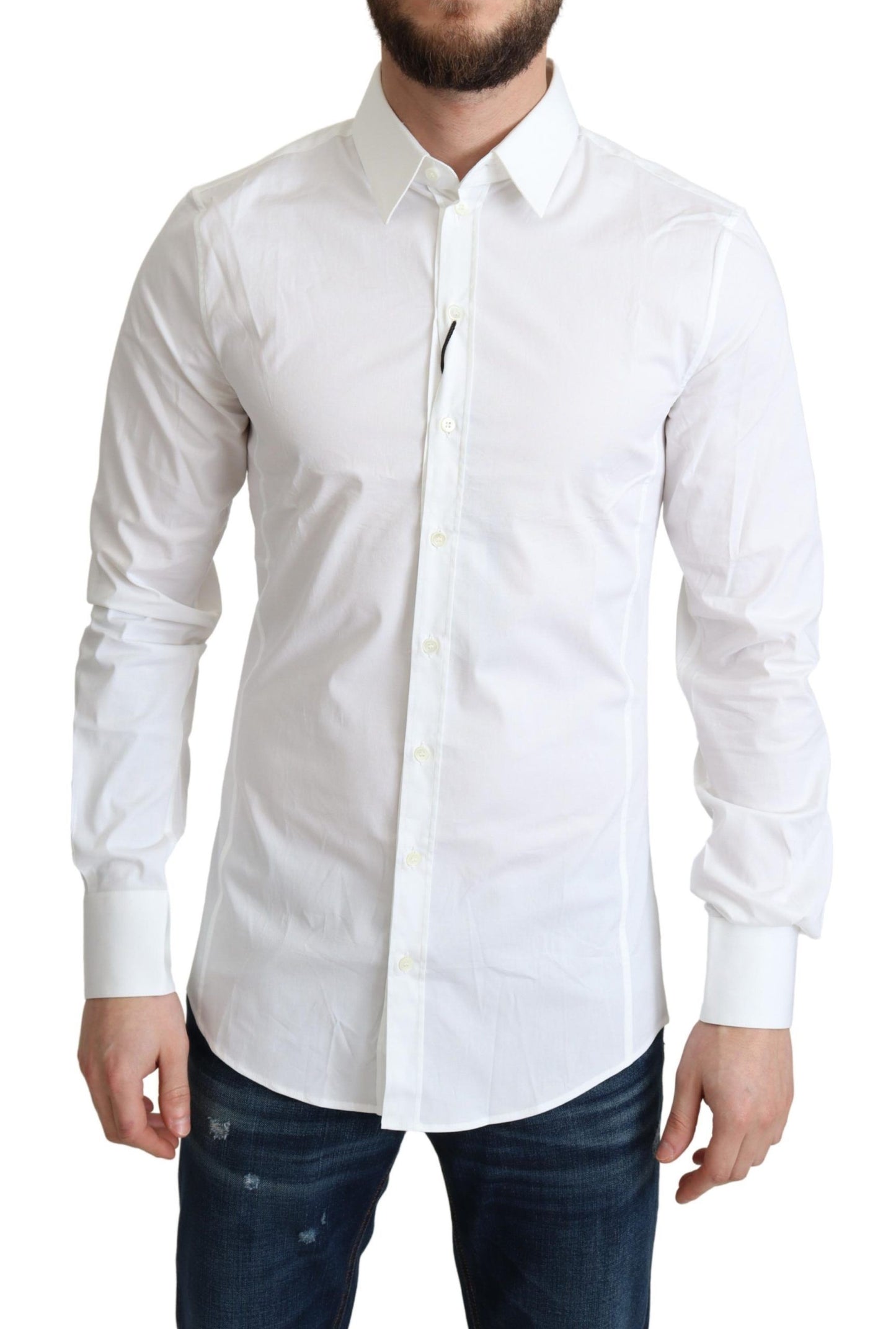 Dolce & Gabbana Elegant White Cotton Stretch Dress Shirt